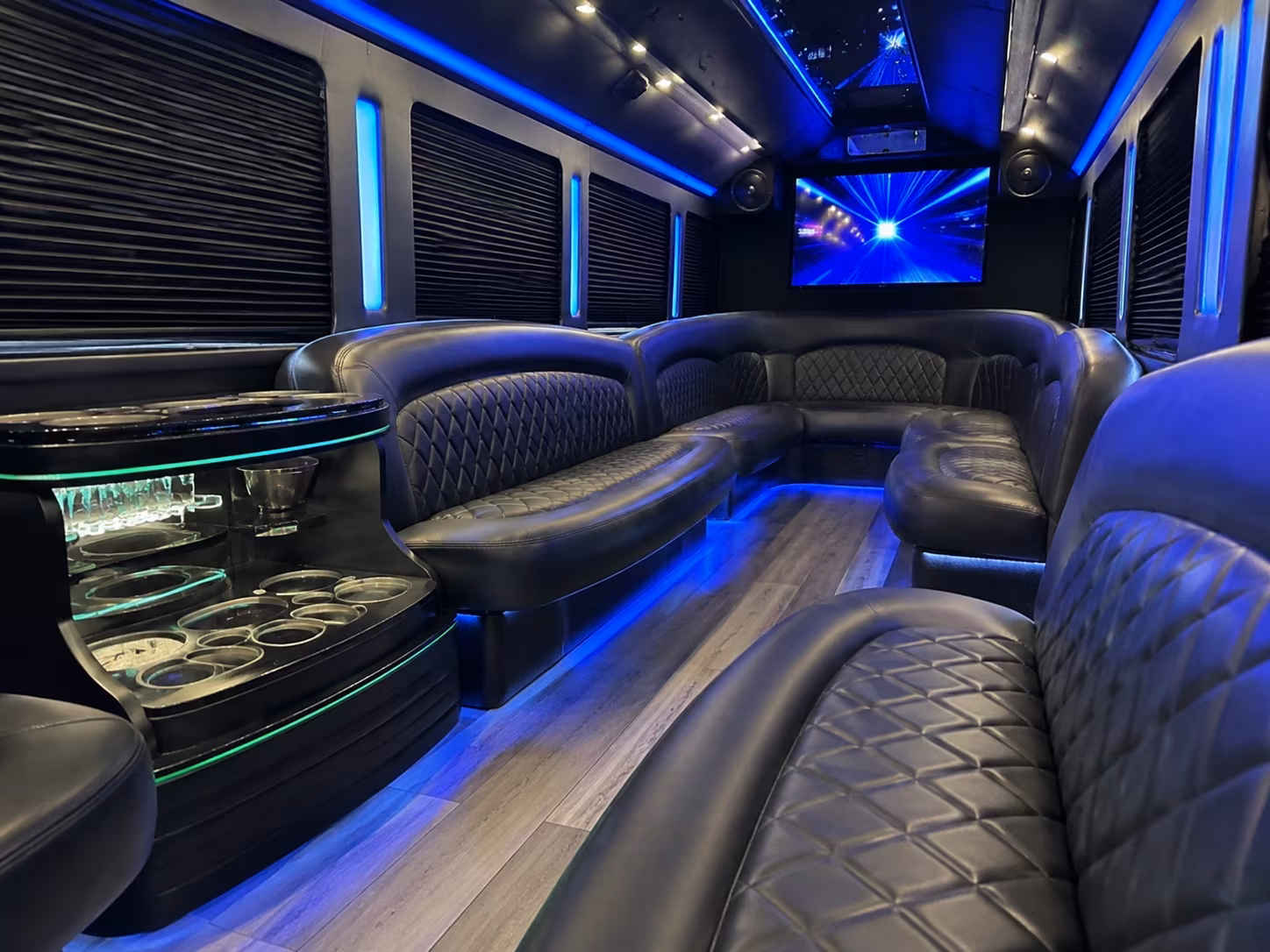 Nashville Birthday, Sweet 16, & Quinceañera Transportation party bus interior
