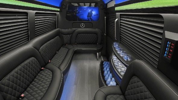Interior of Charter Bus Company Jackson's 14 Passenger Sprinter Limousine in Jackson