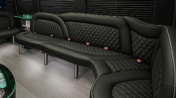 Interior of Nashville Party Bus Company's 14 Passenger Sprinter Limousine in Nashville
