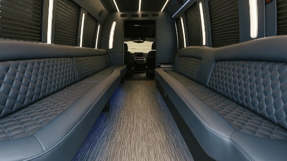 Interior of Charter Bus Company Clarksville's 20 Passenger Party Bus in Clarksville