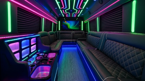 Interior of Charter Bus Company Spring Hill's 25 Passenger Party Bus in Spring Hill