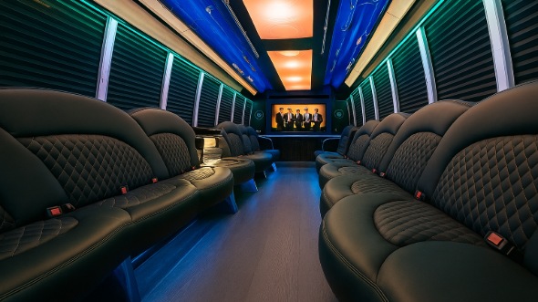 Interior of Charter Bus Company Murfreesboro's 30 Passenger Party Bus in Murfreesboro