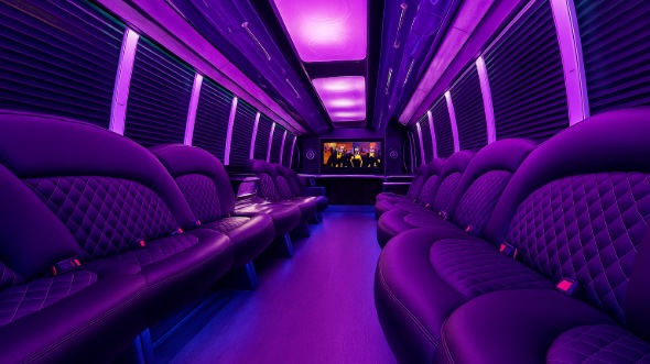 Interior of Charter Bus Company Franklin's 40 Passenger Party Bus in Franklin