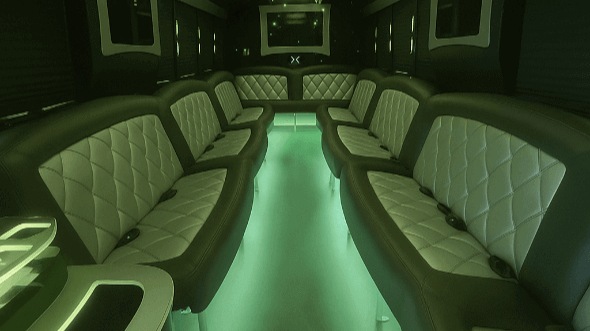 Interior of Charter Bus Company Franklin's 50 Passenger Party Bus in Franklin